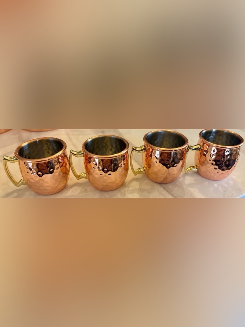 *NEW* Set of 4 fancy hammered cocktail copper & gold moscow mule shot glasses in